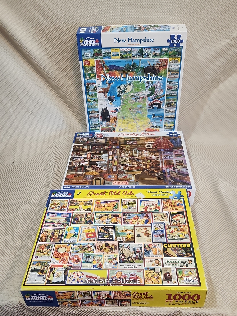 White Mountain Puzzles - Yellow, Blue, Brown Box Set (3)